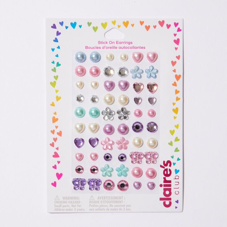 Boucles d&#39;oreilles autocollantes couleur nacr&eacute;e Claire&#39;s Club - Lot de 30,